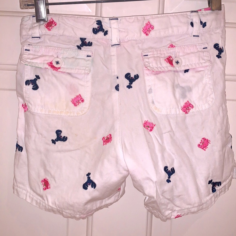 Lilly Pulitzer White Shorts Embroidered Navy Pink Crabs Lobsters Girls Size 10 - Picture 4 of 9